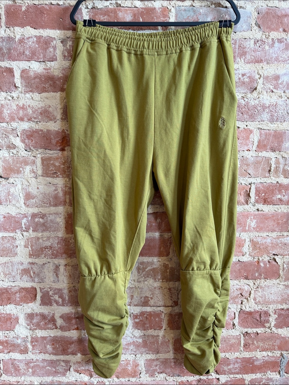 Free People Women’s olive green ruched hem pants